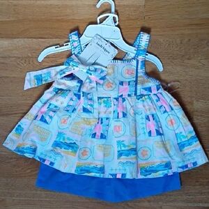 Haute Hippie gurls Size S 5/6 Outfit With Bow Italian Vacation Cotton Nwt